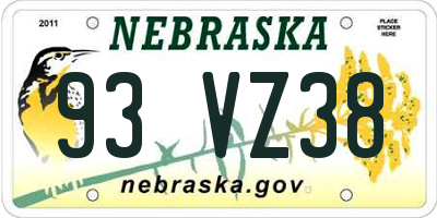 NE license plate 93VZ38