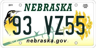 NE license plate 93VZ55