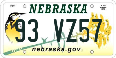 NE license plate 93VZ57