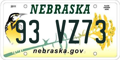 NE license plate 93VZ73
