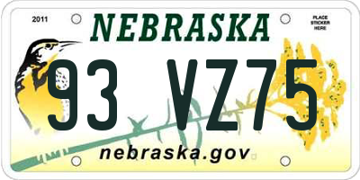 NE license plate 93VZ75