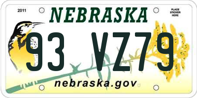 NE license plate 93VZ79