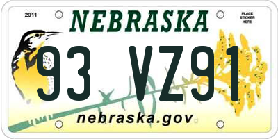 NE license plate 93VZ91