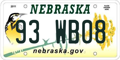 NE license plate 93WB08