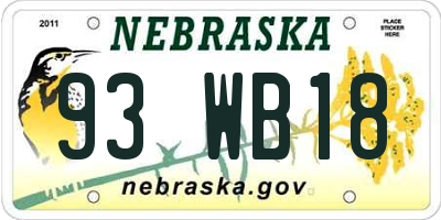 NE license plate 93WB18
