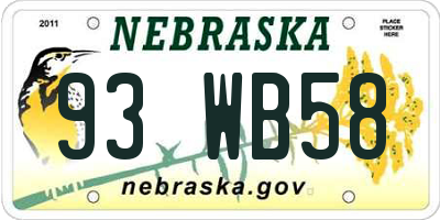 NE license plate 93WB58