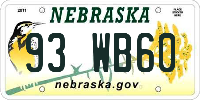 NE license plate 93WB60