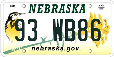 NE license plate 93WB86
