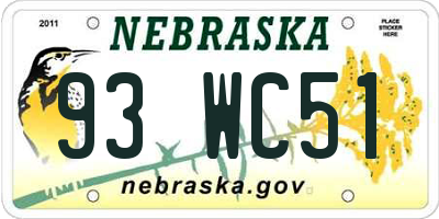 NE license plate 93WC51