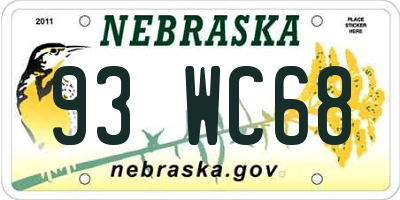 NE license plate 93WC68