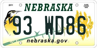 NE license plate 93WD86