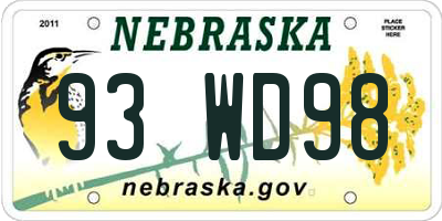 NE license plate 93WD98