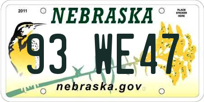 NE license plate 93WE47