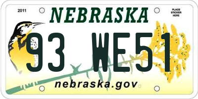 NE license plate 93WE51