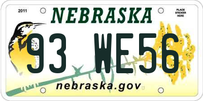 NE license plate 93WE56