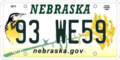 NE license plate 93WE59