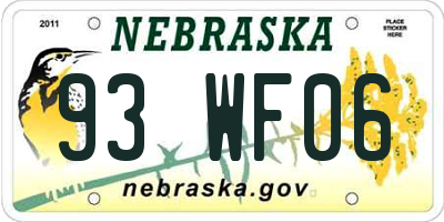 NE license plate 93WF06