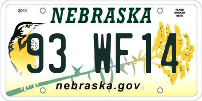 NE license plate 93WF14