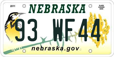 NE license plate 93WF44