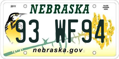 NE license plate 93WF94