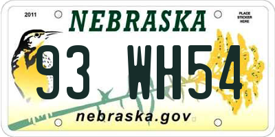 NE license plate 93WH54