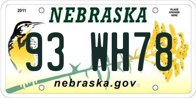 NE license plate 93WH78