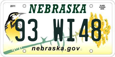 NE license plate 93WI48