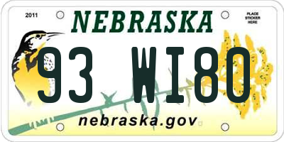 NE license plate 93WI80