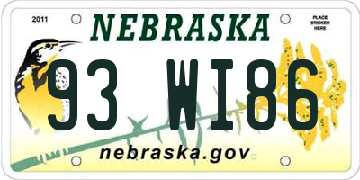 NE license plate 93WI86