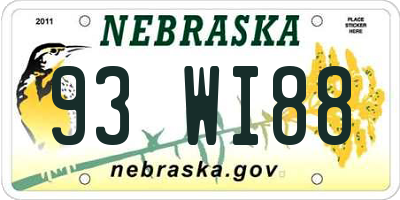 NE license plate 93WI88