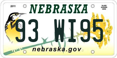 NE license plate 93WI95