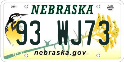 NE license plate 93WJ73