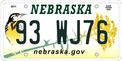 NE license plate 93WJ76