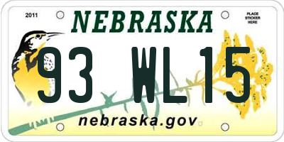 NE license plate 93WL15