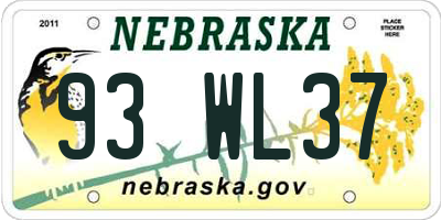 NE license plate 93WL37
