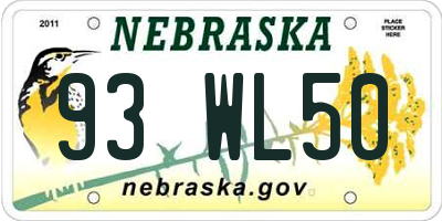 NE license plate 93WL50