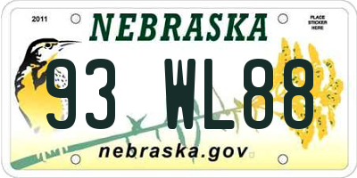 NE license plate 93WL88