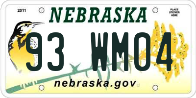 NE license plate 93WM04