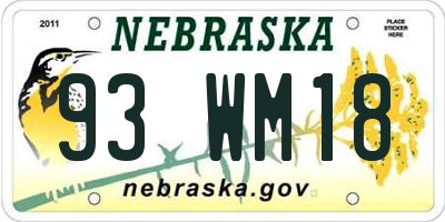 NE license plate 93WM18