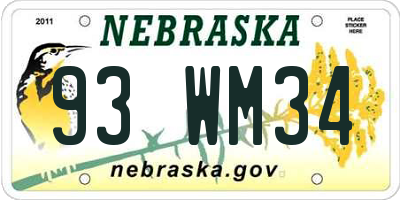 NE license plate 93WM34