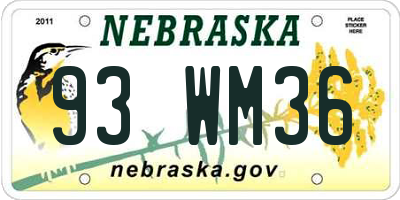 NE license plate 93WM36