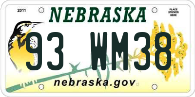 NE license plate 93WM38