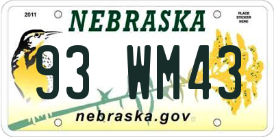 NE license plate 93WM43
