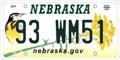 NE license plate 93WM51