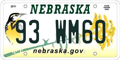 NE license plate 93WM60