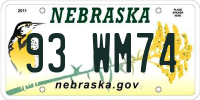 NE license plate 93WM74