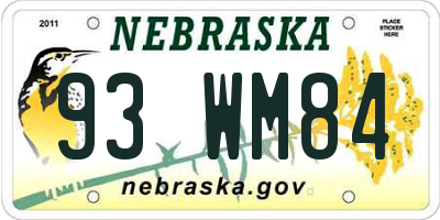 NE license plate 93WM84
