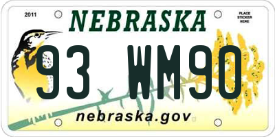 NE license plate 93WM90