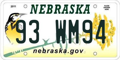 NE license plate 93WM94