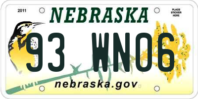 NE license plate 93WN06